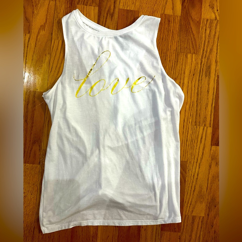 Victorias Secret White Cotton Lounge Love Tank Open Back Knot Top Small Athletic